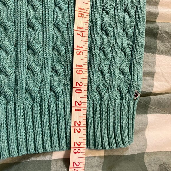 Tommy Hilfiger Sweater Womens M Mint Green Cable Knit Fisherman Academia Preppy - Picture 6 of 7